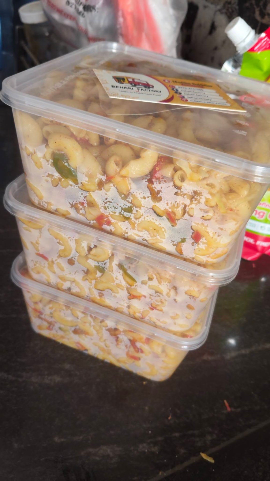 Behari Factory labelled food boxes